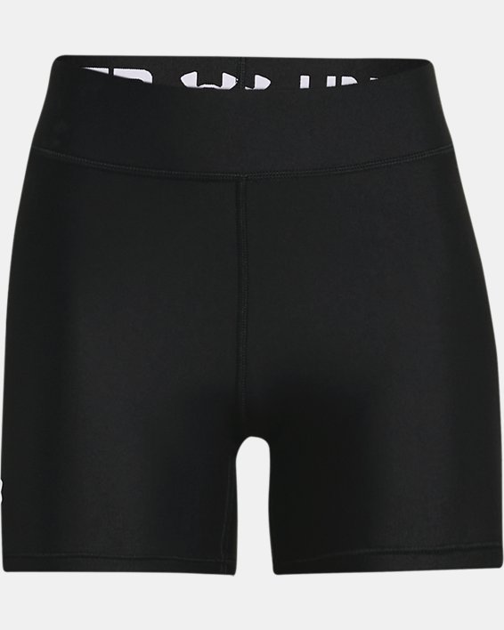 Women's HeatGear® Armour Mid-Rise Middy Shorts, Black, pdpMainDesktop image number 4